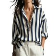 thumbnail image 2 of IMENGL Long Sleeve Shirts for Women Casual Striped V Neck Loose Fit Blouses Collared Clothes T-Shirt Soft Women's Basic Tee Long Sleeve Tops,Blue, 2 of 6