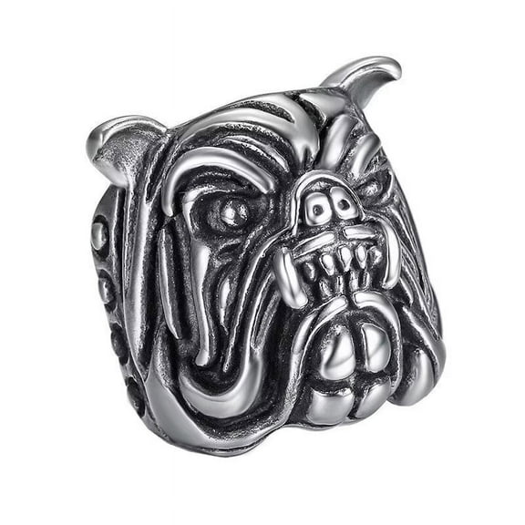 HIJONES Men's Angry Dog Rings Stainless Steel Vintage Punk Gothic Cool Animal Jewelry Size 13