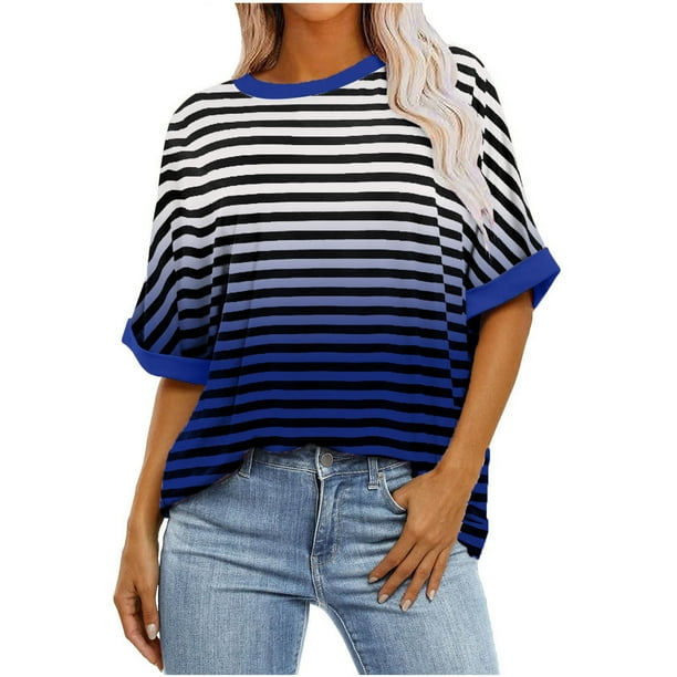 Camiseta de Manga Corta de Cuello Redondo de Impresión Cómoda Casual para las Mujeres, Camisetas Cortas para las Mujeres