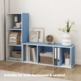thumbnail image 2 of HOMLUX Luder 3-Tier Cube 31.5" Bookcase, Wood Storage Shelf, Small Bookshelf for Home Office & Bedroom, White & Blue, 2 of 10