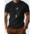 thumbnail image 1 of [Coton T-Shirt Royal] Coton Bleu Royal T-Shirt pour Hommes - Tenue Toutes Saisons, Ajustement Confortable, Manches Courtes, Col Rond, Lavable en Machine, Design Astronaute Cerf-Volant Lune, Décoration Astronaute, 1 of 7