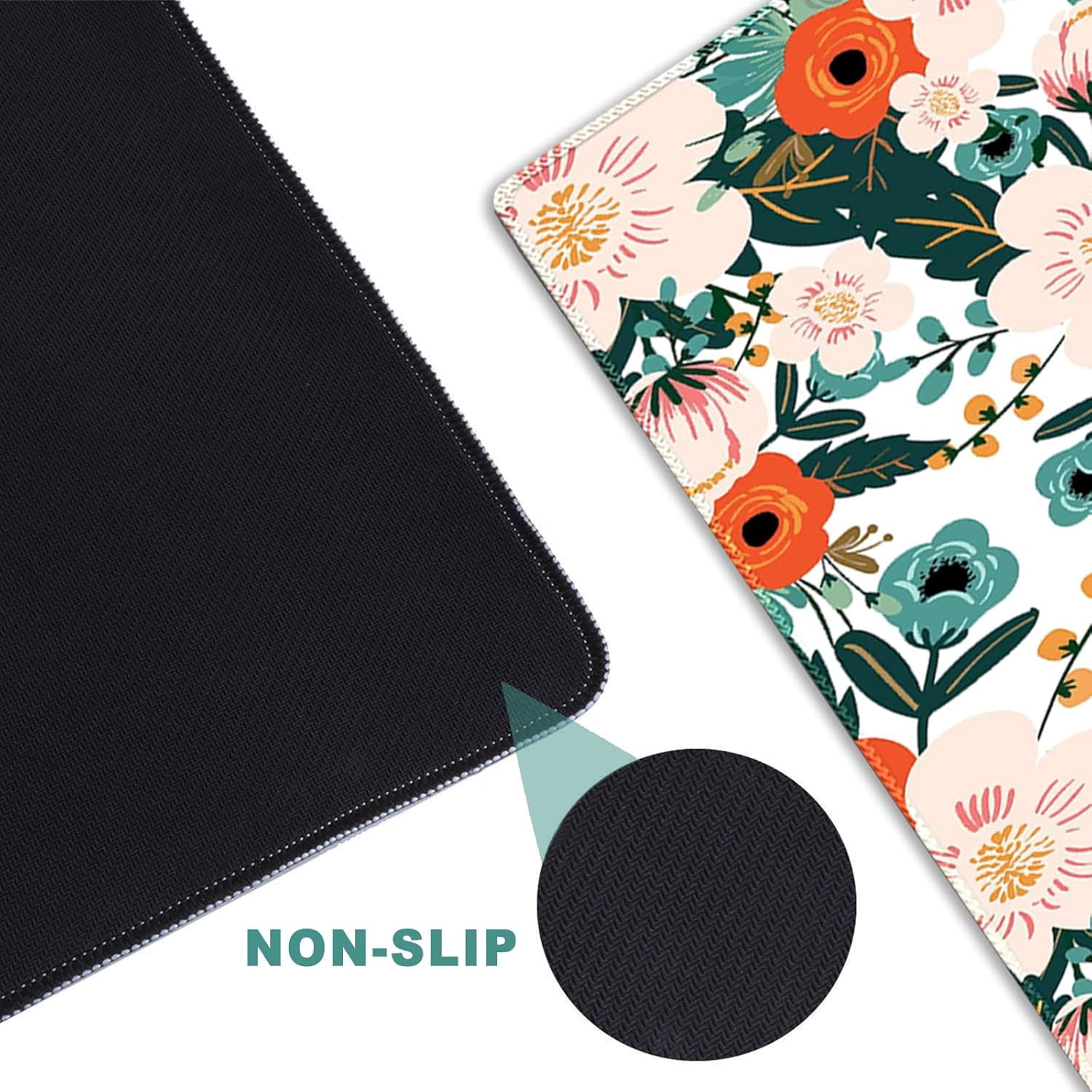 Large Gaming Mouse Pad with Stitched Edges, XXL Extended Keyboard Mat Long Mousepad Desk Decor Writing Pad 35.1x15.7 in, Non-Slip Base for Work, Game, Office, Home, Flower