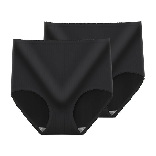 2 PCS Womens High Waisted Briefs Underwear Soft Stretch Ribbed Panties Full Coverage Ladies No Show Briefs L