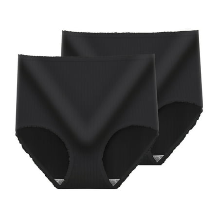 Ohufall Women s High Waist Panties Solid Color Stretchy Breathable Butt Lifting Underwear Soft Comfortable Tummy Control Shaping Panty  2-Pack