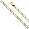 thumbnail image 2 of Wellingsale 14k Yellow Gold Polished 4mm Figaro 3+1 Fancy White Pave Chain Bracelet- 7.5", 2 of 6