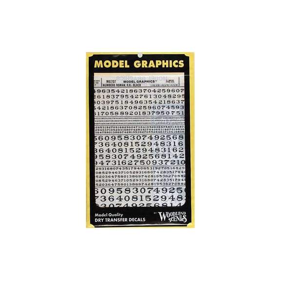 Woodland Scenics MG707 Roman R.R. Numbers Black 1/16-5/16 WOOMG707