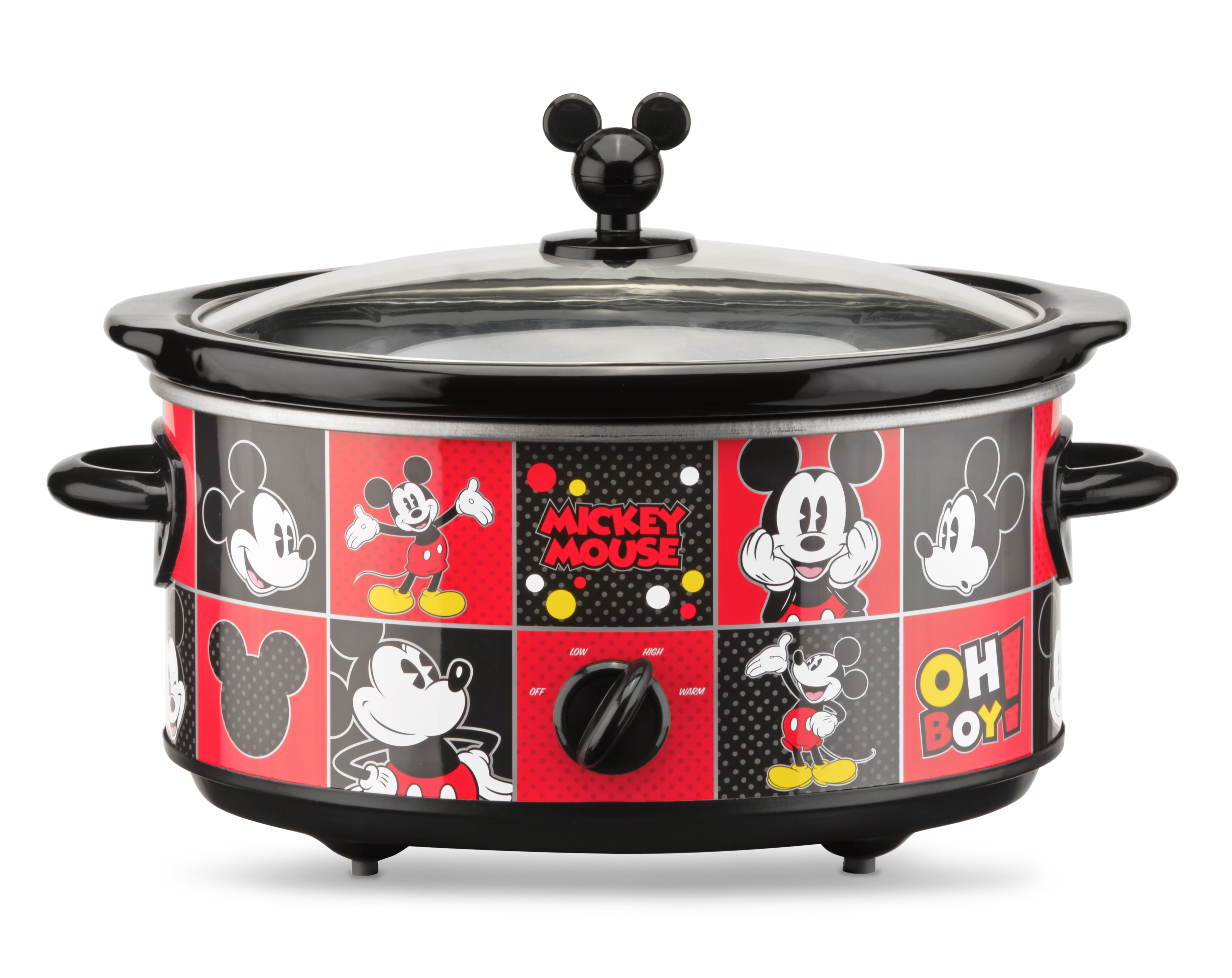 Disney Mickey Mouse Slow Cooker 2Qt Dips Queso Appetizers Tempered Glass Lid NEW 