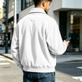 thumbnail image 4 of CCRFTGI Mens Corduroy Jacket Bomber Full Zip Vintage Casual Long Sleeve Lapel Collar Relaxed Fit Fall Winter Jacket White M, 4 of 7