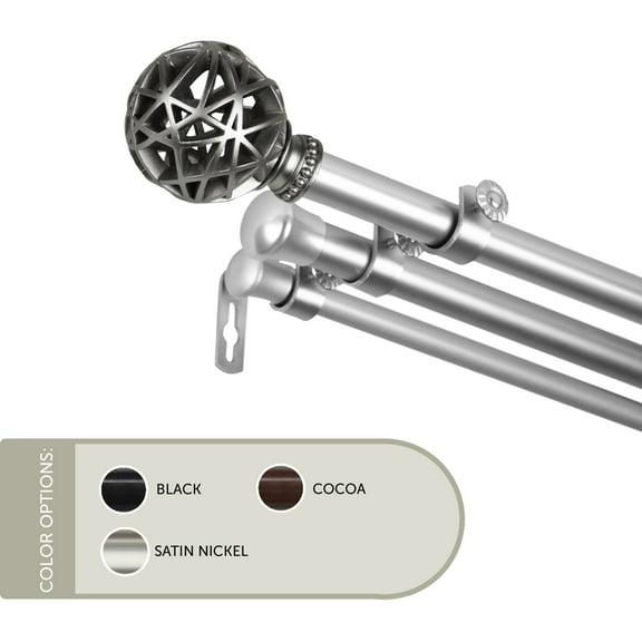 13/16 inch Ruston Triple Curtain Rod 120-170" - Satin Nickel