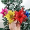 thumbnail image 5 of Silver Poinsettia Artificial Flowers with Glitter – Christmas Tree Ornaments & Wedding Party Decorations – Clip-On Silk Glitter Poinsettia for Xmas Tree, Blue, Indoor/Outdoor Decor, 5 of 8