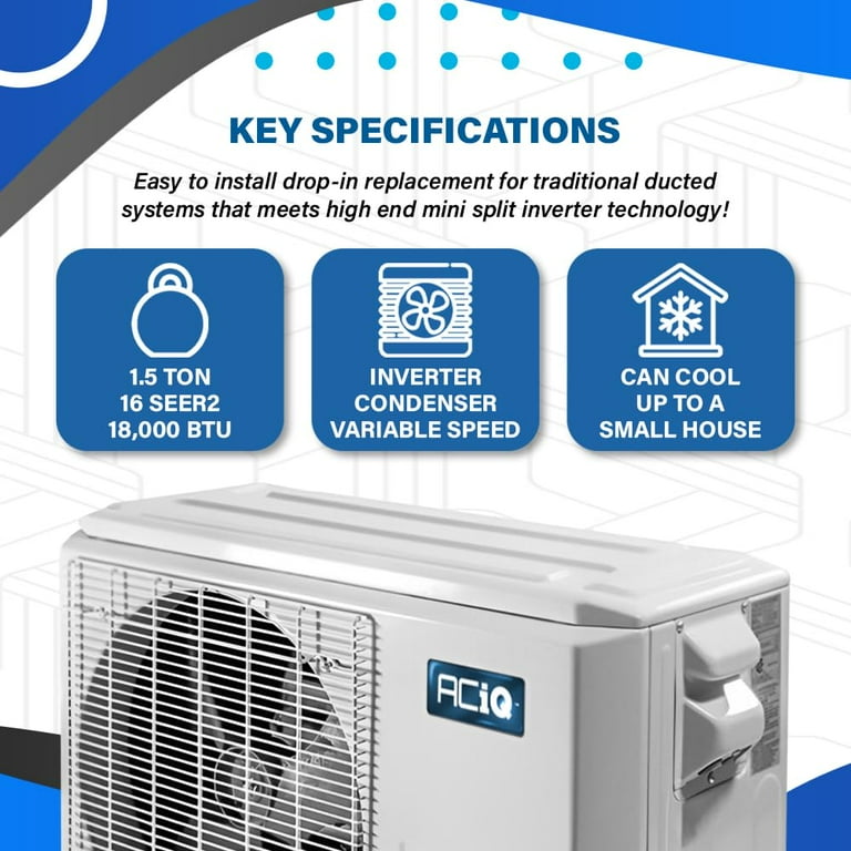 ACiQ Inverter Split AC Unit, Evaporator Cased Coil, and Natural
