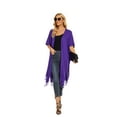 thumbnail image 5 of Beautybatik Purple Women Long Solid Kimono Cardigan Shawl Wrap Swimsuit Cover Up Jacket One Size, 5 of 5