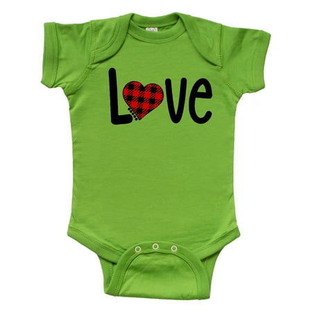 

Inktastic Love with Red Plaid Heart Gift Baby Boy or Baby Girl Bodysuit
