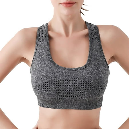Mrat Womens Cute Bralette Women s Sports Bra High Support  Breathable Seamless Workout Yoga Bra for Women Comfy Sleepwear Bralettes Ladies Bralettes with Support S-219 Dark Gray L
