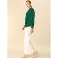 thumbnail image 4 of INSPIRE CHIC Women's Keyhole Stand Collar Pleated Back Button Blouse Tops, 4 of 6