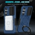 thumbnail image 6 of Allytechgroup Magnetic Case for Samsung Galaxy S25 with Lens Slide Cover, [Non-Slip] [Military Grade Protection] Slim Shockproof Ring Stand Case Support Wireless Charging, Royalblue, 6 of 10