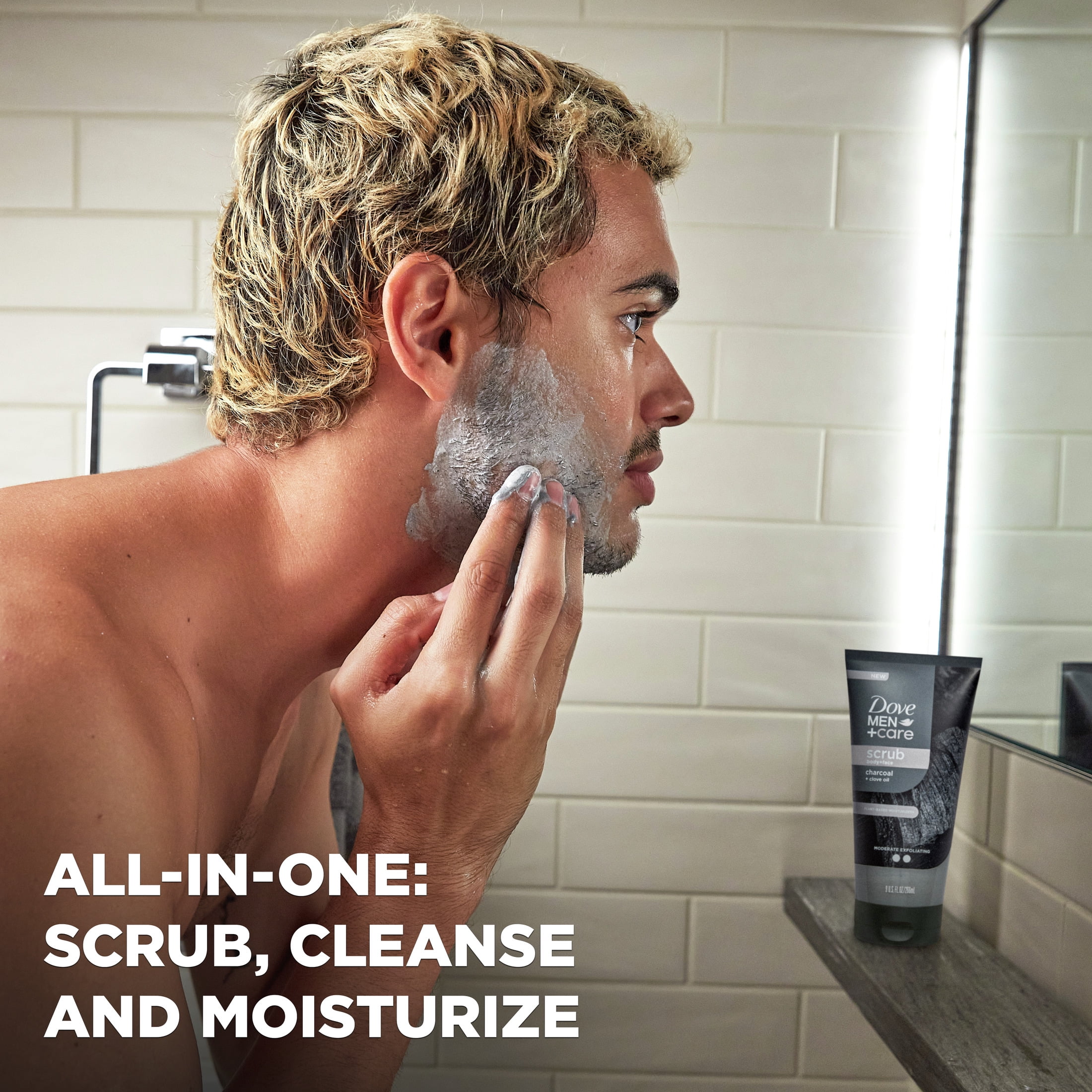 Dove Men+Care Exfoliating Body & Face Scrub for Men Charcoal & Clove Oil, 9 oz