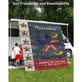 thumbnail image 3 of 4th of July RV Awning Sun Shade Screen 9'X7' American Flag Mesh Sunscreen Patriotic Stars Retro Wood Grain Awning Shade Screen with Zipper UV Blocker Completed Kits for RV Motorhome Camper, 3 of 7