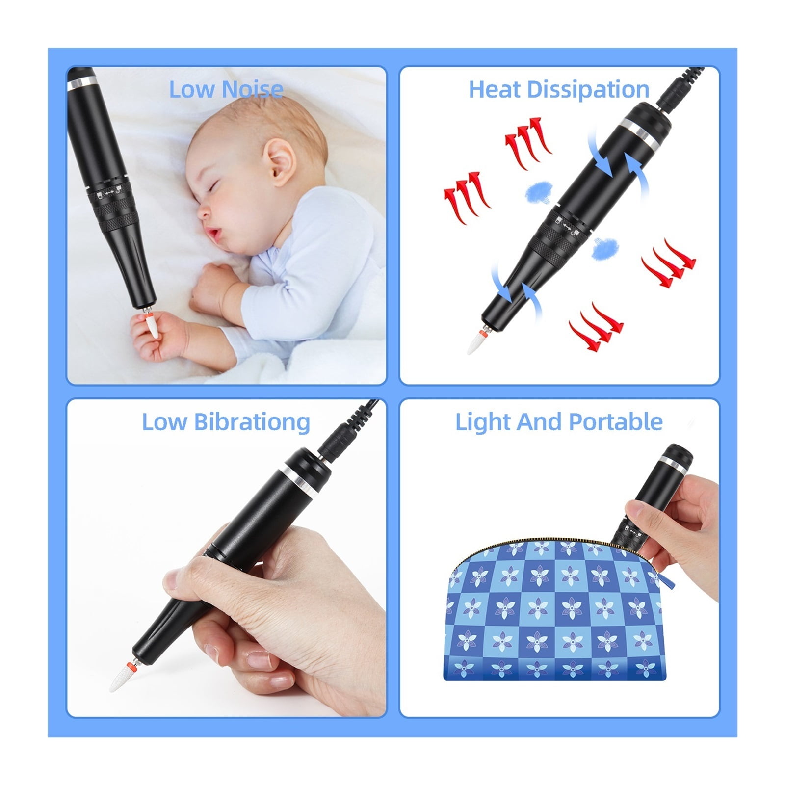 35000RPM Electric Nail Drill, Professional Portable Electric Nail File Professional For Acrylic, Gel Nails