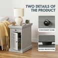 thumbnail image 5 of Furmax End Table,Nightstand with Charging Station,Side Table with Drawer & USB Ports & Power Outlets,Grey, 5 of 8