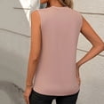 thumbnail image 3 of Top sin mangas de cuello redondo liso de verano para mujer - Corte holgado, mezcla de poliéster - Camiseta sin mangas informal para el día a día, 3 of 5