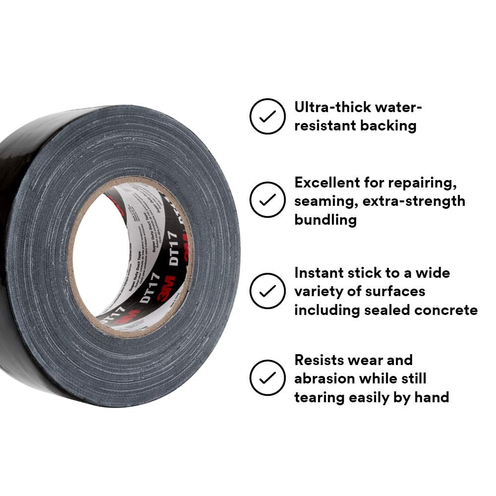 3M DT17 Super Duty Ultra-Thick Duct Tape, Black, 48 mm x 32m, 17 mil
