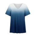 thumbnail image 4 of fatyb Women's Summer Pleated Tunic Tops Gradient Short Sleeve T-Shirts Casual Loose Blouses Plus Size, 4 of 5
