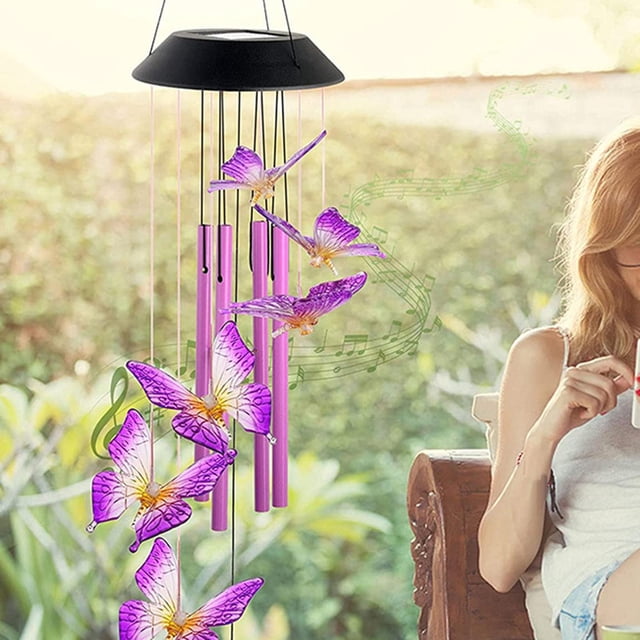 Ligero solar de las decoraciones del jardín de la luz exterior accionada solar de Violeta Baoblaze Campanas de viento de luz