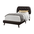 thumbnail image 3 of Transitional Twin Upholstered Faux Leather Bed Frame with Diamond Tufted Headboard & Wood Legs - Brown, Sturdy Support up to 400 lbs, Perfect for Bedroom & Guest Room, 3 of 5
