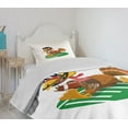 thumbnail image 4 of Ambesonne Turkey Quilted Bedspread Set 2 Pcs, American Football Bird, Twin Size, Multicolor, 4 of 6