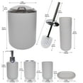 thumbnail image 2 of Cerbior 6 Pcs Plastic Bathroom Set Trash Can, Toothbrush Cup 1x Toilet Brush with Holder, Grey, 2 of 7