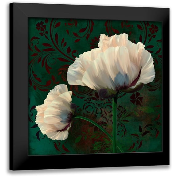 Lavoie, Tina 12x12 Black Modern Framed Museum Art Print Titled - Poppies In Verdigris And Rust