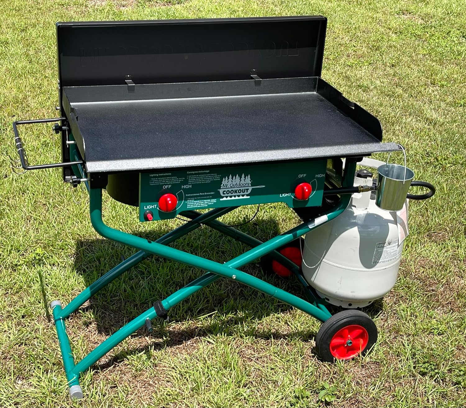 Mr. Outdoors Cookout Portable Cooker 80,000 BTU 2 Burner Camping Stove Gas Grill & Griddle Kit