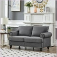thumbnail image 2 of 59.5" American Classic Loveseat with Storage | 100% Polyester Fabric | Round Arms | Gray, 2 of 10