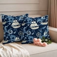 thumbnail image 2 of Navy Blue Coastal Outdoor Waterproof Pillow Covers, Nautical Boat Summer Beach Ocean Decorative Square Throw Pillowcase Sofa Cushion Sham for Patio/Couch/Chair, 26"x26" 2 Pack, 2 of 8