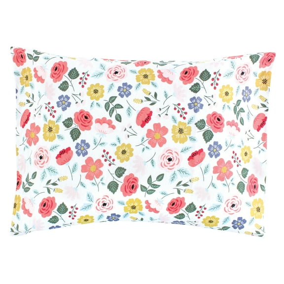 Hudson Baby Infant Girl Cotton Toddler Pillow Case, Modern Botanical, One Size