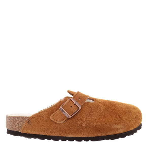 Birkenstock Boston Shearling Unisex Single Strap Suede Sandal In Mink Size 11/11.5F -9/9.5M