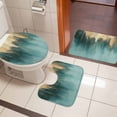 thumbnail image 5 of Modern Teal Gold Bathroom Rugs Set Abstract Shinny Gradient Geometric Lines Non Slip Absorbent Soft Bath Mats 3 Piece Set with Bathroom Rug, U-Shaped Floor Mat, Toilet Seat Cover Small Size, 5 of 9