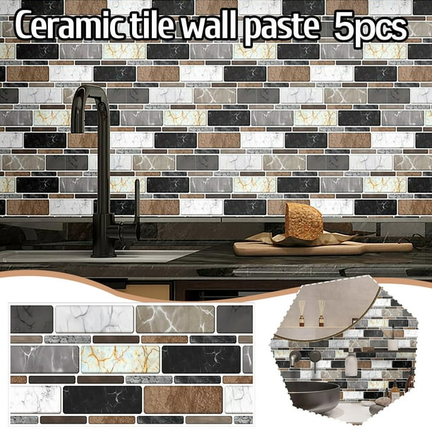 Pegatinas de Pared para Azulejos de Cerámica Autoadhesivas Pph240706002 | Película de Cristal con Veta de Ladrillo, Resistente Al Calor E Impermeable | Fácil Instalación, Decoración de Pared para Coc