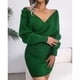 thumbnail image 1 of Vestido tipo suéter con cuello en V cruzado, vestido de punto cruzado de manga larga para mujer Vestido de punto cruzado con cuello en V cruzado Diseño fácil de usar, 1 of 6