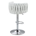 thumbnail image 7 of Velvet Swivel Bar Stools Set of 2, Adjustable Height 30-35 Inch, 360° Swivel, Metal Frame & Silver Base, Anti-Skid, Beige, 7 of 7
