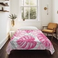 thumbnail image 4 of Pink Palm Leaf Tapestry for Bedroom Wall Hanging Tapestry, Tropical Vintage Grey Summer Plant Ceiling Backdrop Tapestries Poster Blanket Wall Decor for Teens Room Living Room Dorm 55" x 73", 4 of 8