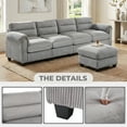 thumbnail image 3 of Bonzy Home Convertible Sectional Sofa With Ottoman, Ultra‑Comfort Seating – Configurable for Living Room & Family Room; Gray, 3 of 8