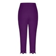 thumbnail image 4 of XDDLITP Capri Leggings for Women 2025 High Waist Tummy Control Leggings Summer Gym Athletic Workout Plus Size Joggers Solid Color Seamless Crop Pants,Purple M, 4 of 6