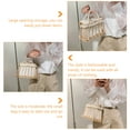 1Pc Pearl Square Straw Woven Portable Beach Bag Tote Bag for Women