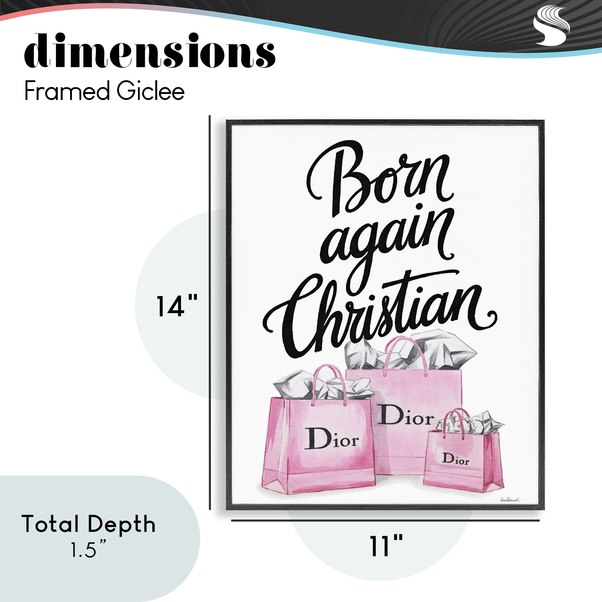 Pink Bags Born Again Christian Black Framed Giclee Art, design by Amanda Greenwood