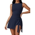 thumbnail image 1 of Vestido de tenis para mujer, vestido deportivo con pantalones cortos integrs, sin mangas, abertura lateral, vestido de golf, vestido de entrenamiento, sin espalda, 1 of 3
