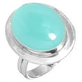 thumbnail image 1 of 925 Sterling Silver Ring For Women - Girls Aqua Chalcedony Gemstone Silver Ring Size 7.5 March Birthstone Elegant Silver Ring Size 7.5 Halloween Gift For Mother Gemstone 925 Silver Jewelry, 1 of 5