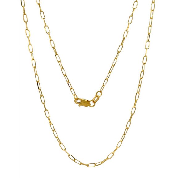 Jewelheart 14K Yellow White Solid Gold Dainty Paperclip Chain 1.7mm Diamond Cut Cable Link Necklace For Women Men