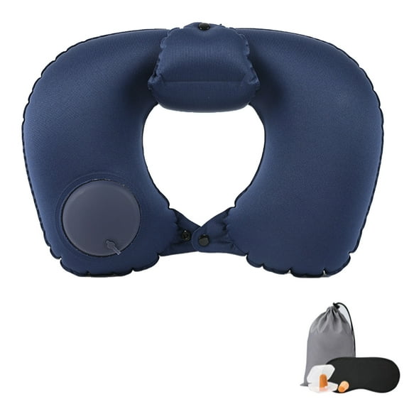 Nmdmisc Inflatable Travel Pillow U-shaped Neck Pillow, Portable Inflatable Airplane Pillow for Travelling Soft Head Support Pillow Travel Essentials for Airplane Car Bus Train Office Home